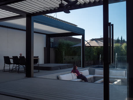 The finished space at dusk